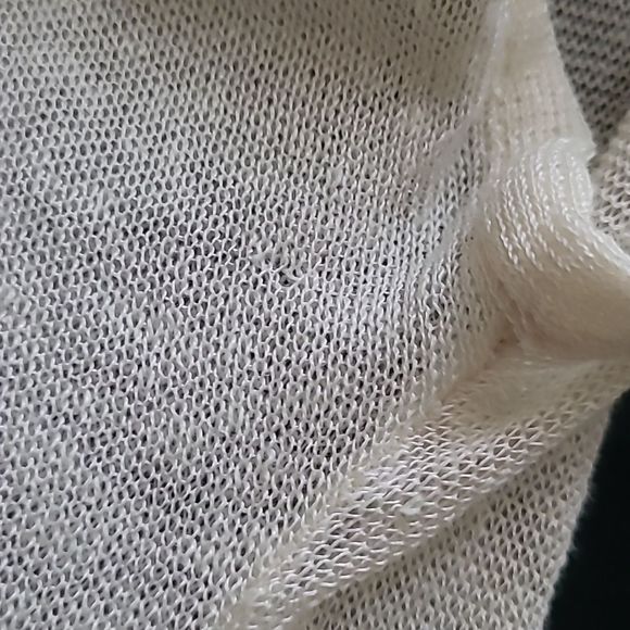 [SOLD]Vivienne Tam Cream Sheer Short-Sleeved Ruffle Tiered Knit Dress - Small - Picture 8 of 8